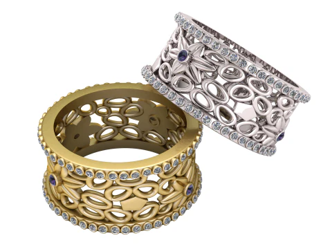 花饰威严钻石戒指 3D 打印模型