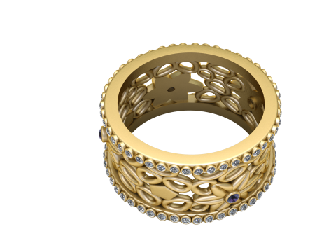 Floral Majesty Diamond Band 3D Print Model