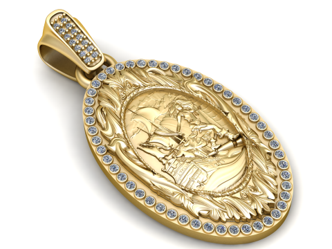 Saint George Victory Medallion Pendant Model do druku 3D