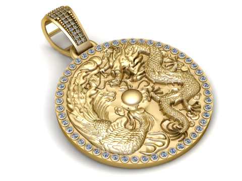 Dragon Phoenix Harmony Medallion Modelo de Impressão 3D