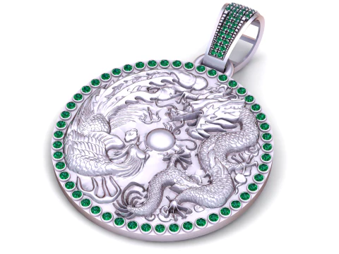 Dragon Phoenix Harmony Medallion 3D Print Model