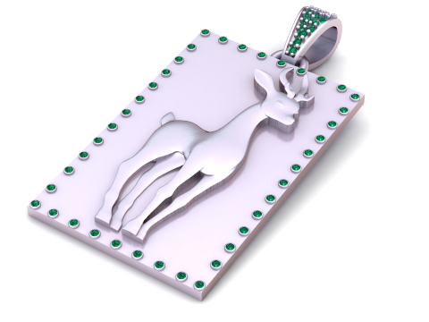 Emerald Grace Deer Pendant 3D प्रिंट मॉडल