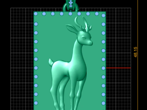 Emerald Grace Deer Pendant 3D Print Model