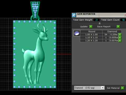 Emerald Grace Deer Pendant 3D प्रिंट मॉडल