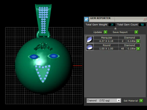 Emerald Expression Pendant 3D Print Model