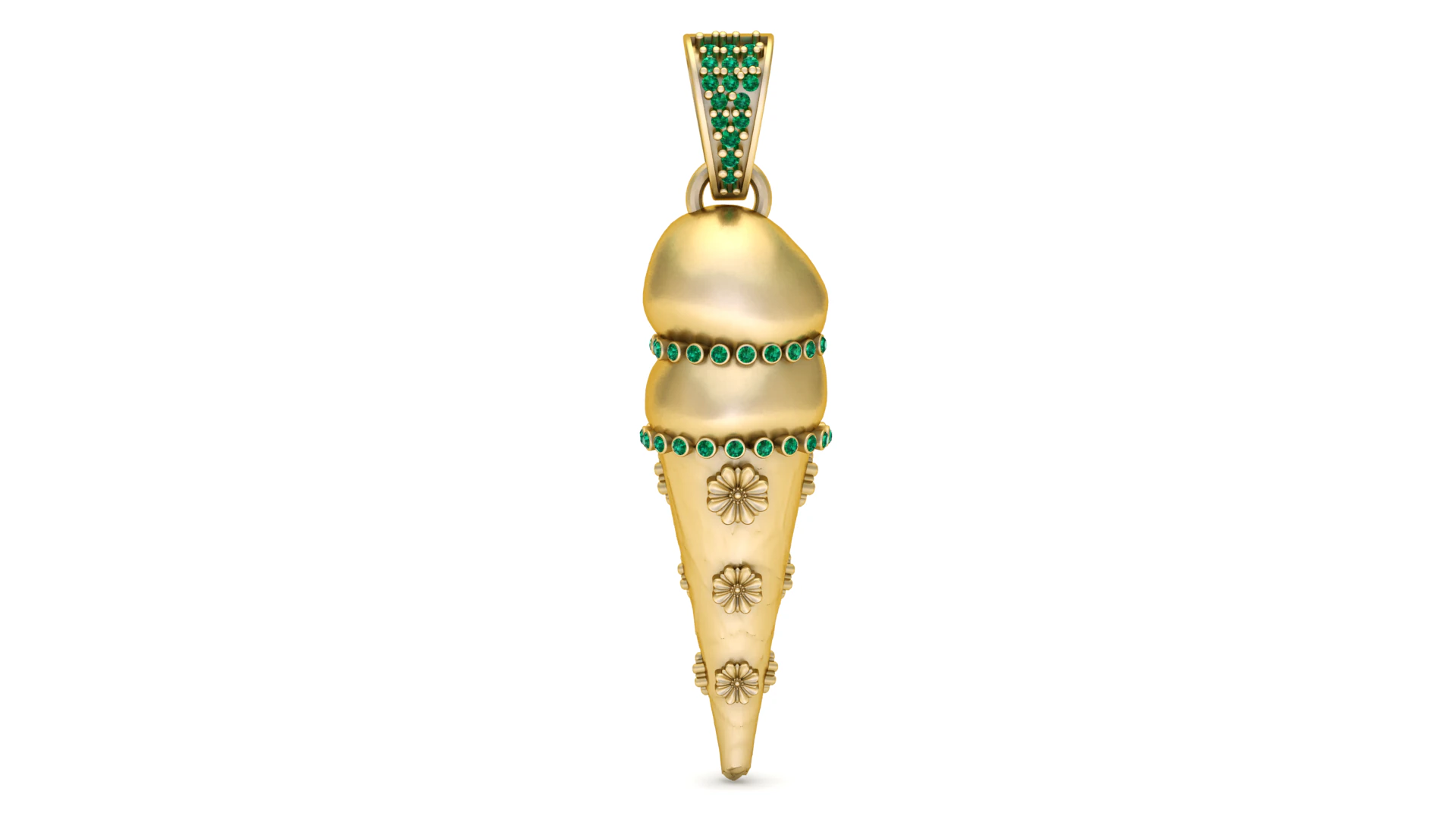 Emerald Bloom Cone Pendant 3D Print Model .c4d .max .obj .3ds .fbx .stl .blend