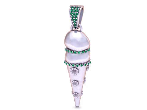Emerald Bloom Cone Pendant 3D Print Model