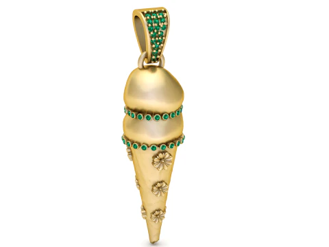Emerald Bloom Cone Pendant 3D Print Model