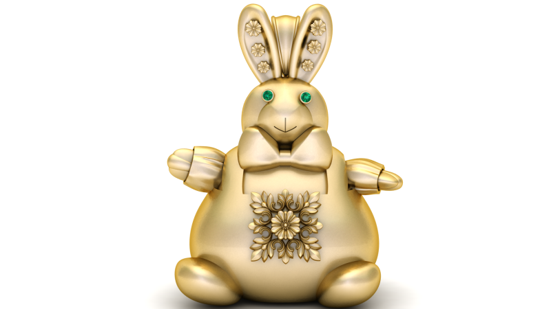 Floral Bunny Charm Pendant 3D 프린트 모델 .c4d .max .obj .3ds .fbx .stl .blend