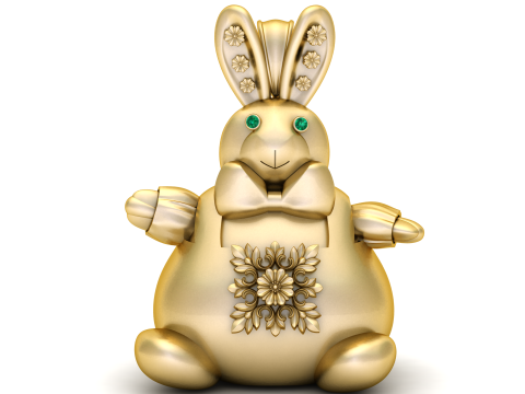 Floral Bunny Charm Pendant Model Cetak 3D
