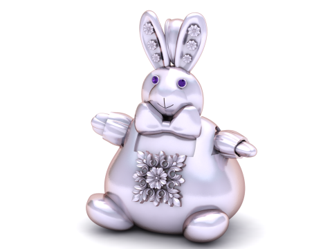Floral Bunny Charm Pendant 3D 프린트 모델