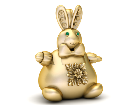 Floral Bunny Charm Pendant 3D 프린트 모델