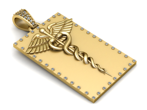 Caduceus Medical Gold Pendant 3Dプリントモデル