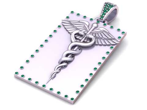 Caduceus Medical Gold Pendant 3Dプリントモデル