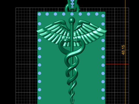 Caduceus Medical Gold Pendant 3Dプリントモデル