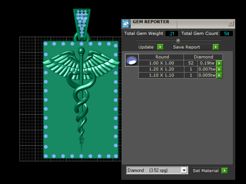 Caduceus Medical Gold Pendant 3Dプリントモデル