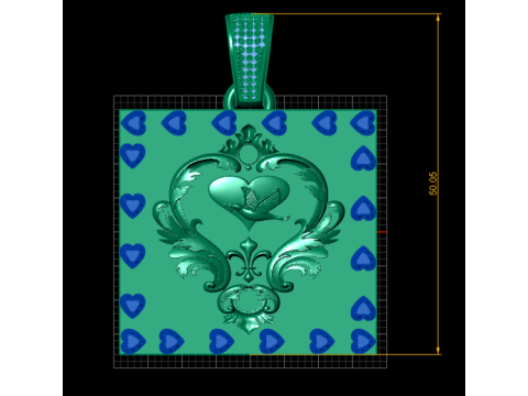 Hummingbird Heart Rose Pendant 3D Print Model