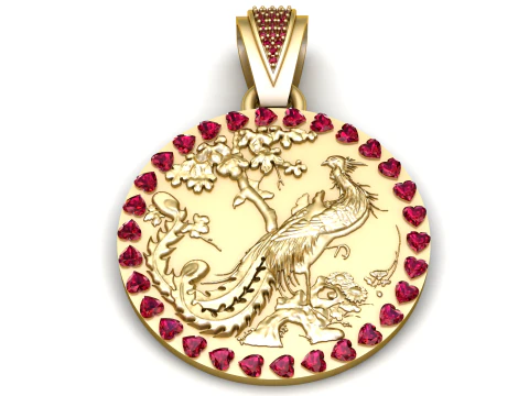 凤凰花金吊坠 3D 打印模型