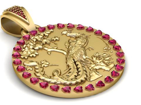 Phoenix Bloom Gold Pendant 3D printmodel