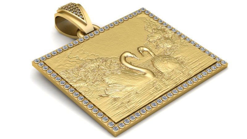 Golden Swan Love Medallion Pendant Modelo de Impressão 3D .c4d .max .obj .3ds .fbx .stl .blend 