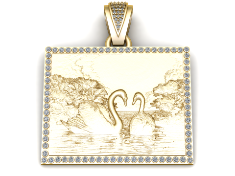 Golden Swan Love Medallion Pendant Modelo de Impressão 3D
