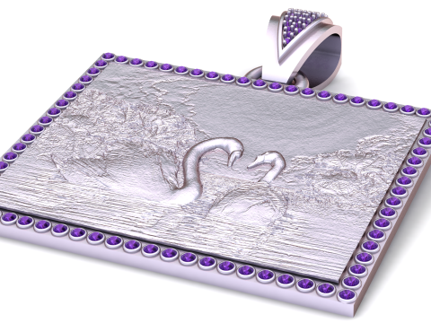 Golden Swan Love Medallion Pendant Modelo de Impressão 3D