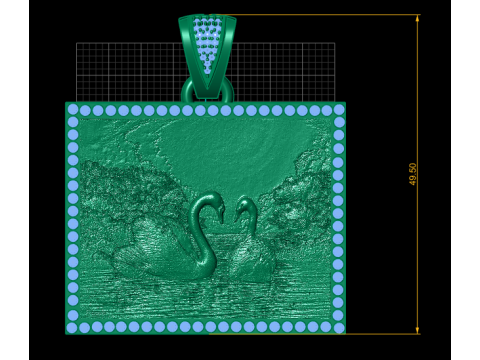 Golden Swan Love Medallion Pendant Modelo de Impressão 3D
