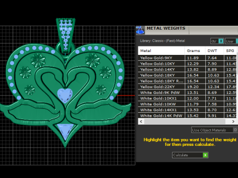 Amethyst Swan Heart Love Pendant Modello di stampa 3D