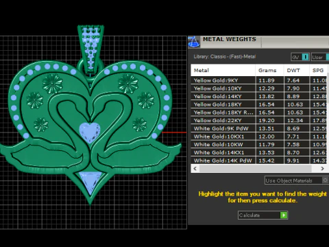 Amethyst Swan Heart Love Pendant 3D Print Model