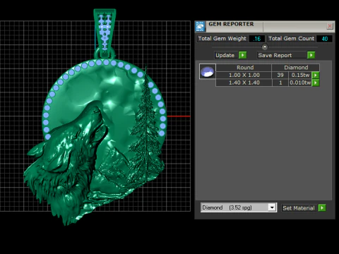 Golden Howling Wolf Wilderness Pendant 3D Print Model