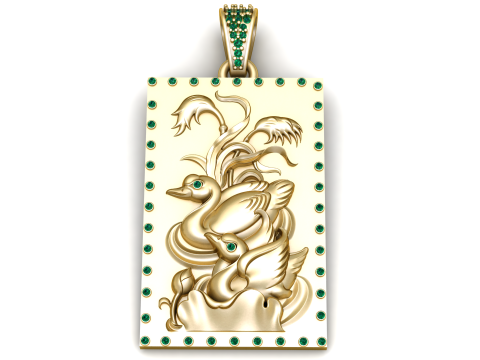 Emerald Swan Harmony Pendant Model Cetak 3D