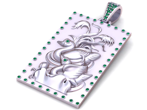 Emerald Swan Harmony Pendant 3D Print Model