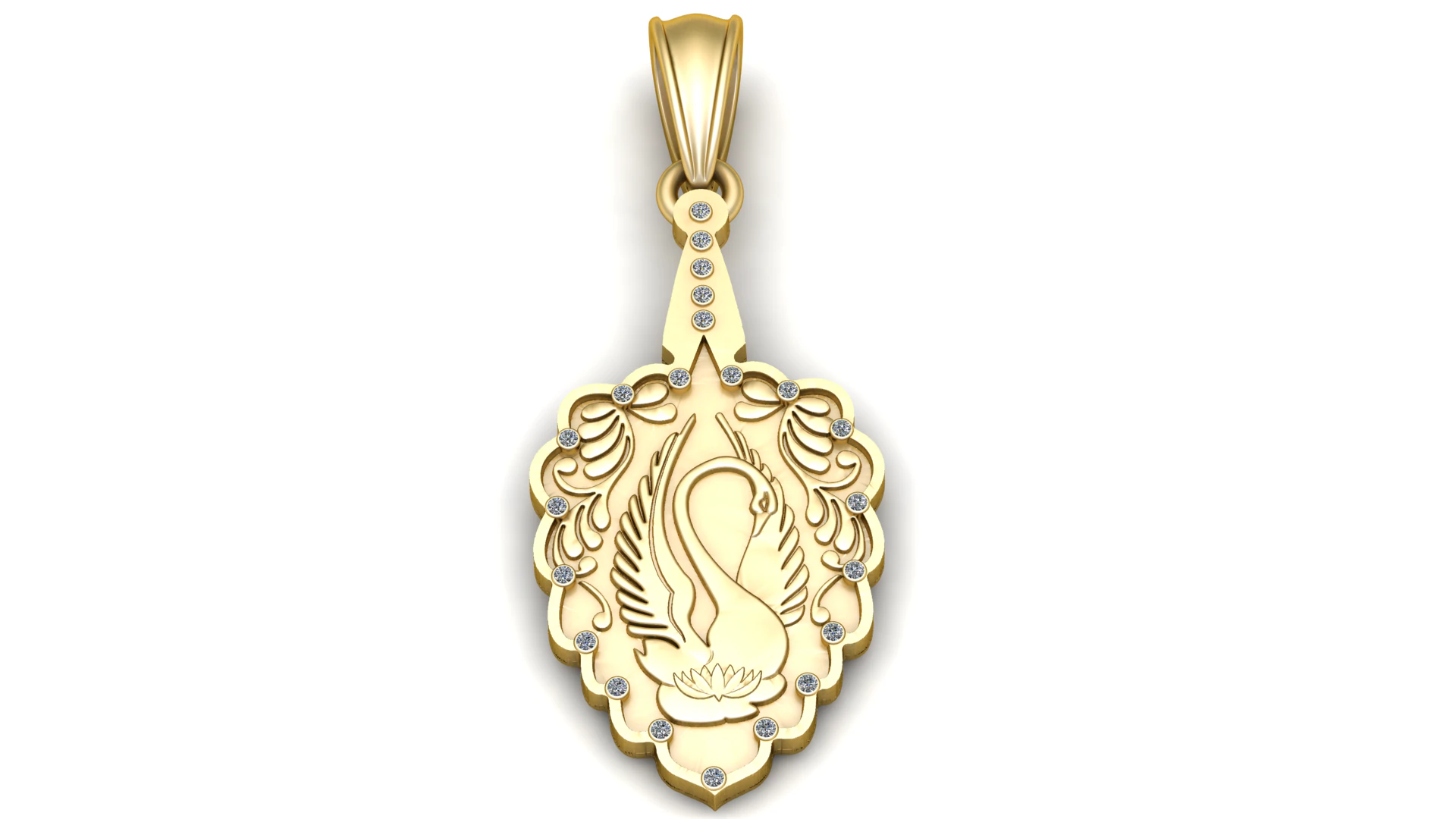 Lotus Swan Elegance Pendant 3D Print Model .c4d .max .obj .3ds .fbx .stl .blend 