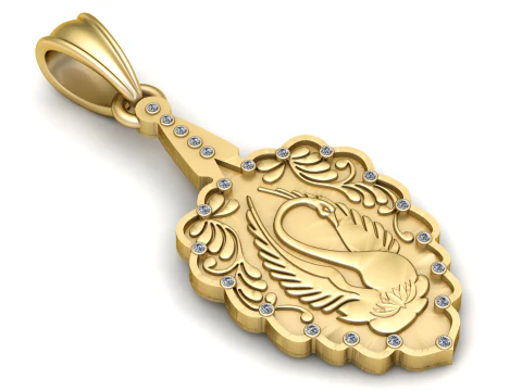 Lotus Swan Elegance Pendant 3D Print Model