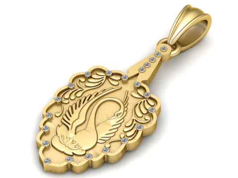 Lotus Swan Elegance Pendant 3D Print Model
