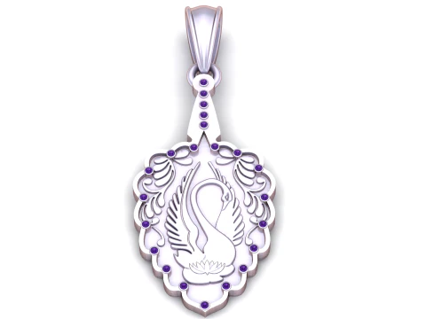 Lotus Swan Elegance Pendant 3D Print Model