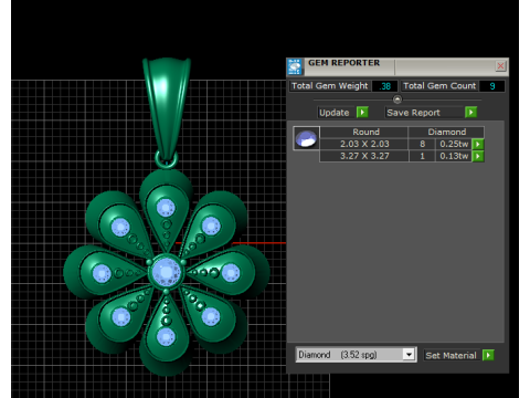 Golden Blossom Ruby Pendant 3D Model