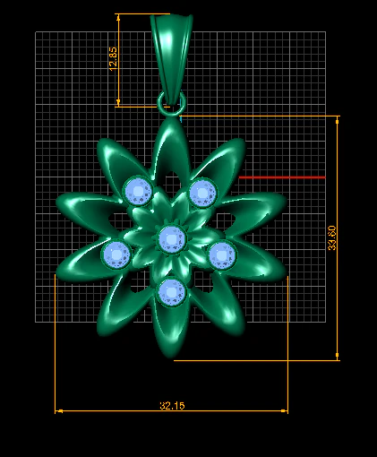 Double Bloom Ruby Pendant 3D Model .c4d .max .obj .3ds .fbx .stl .blend