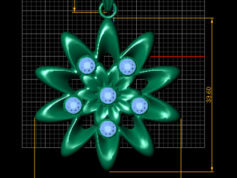 Double Bloom Ruby Pendant 3D Модель