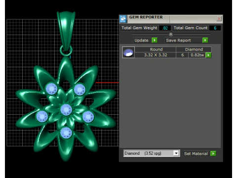 Double Bloom Ruby Pendant 3D Model