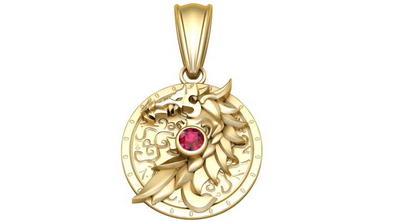 Silver Dragon Emblem Pendant with Ruby 3D Model .c4d .max .obj .3ds .fbx .stl .blend 
