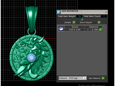 Silver Dragon Emblem Pendant with Ruby 3D Model