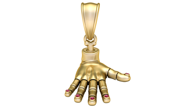 Golden Hand Pendant with Ruby Fingertips 3D मॉडल .c4d .max .obj .3ds .fbx .stl .blend