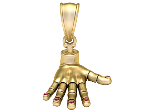 Golden Hand Pendant with Ruby Fingertips 3D Модель