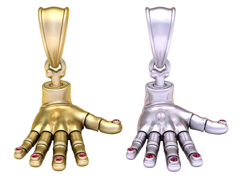 Golden Hand Pendant with Ruby Fingertips 3D मॉडल