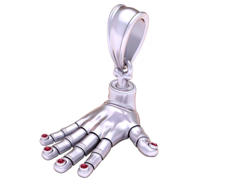 Golden Hand Pendant with Ruby Fingertips 3D Model