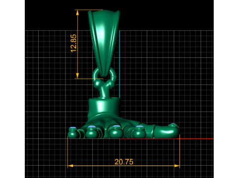 Golden Hand Pendant with Ruby Fingertips 3D Model