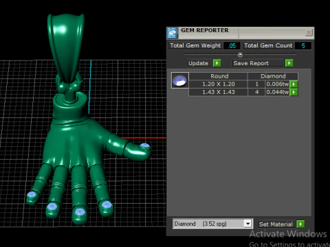 Golden Hand Pendant with Ruby Fingertips 3D Model