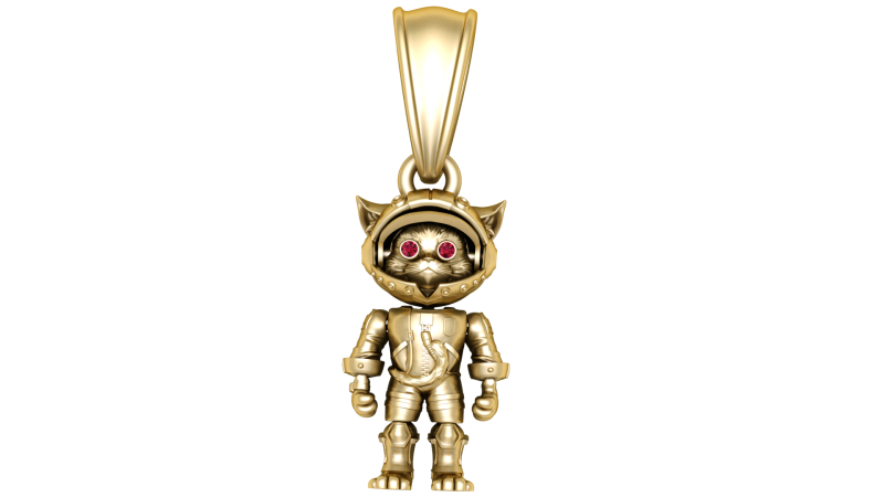 Astro Cat Pendant with Ruby Eyes 3D Model .c4d .max .obj .3ds .fbx .stl .blend 