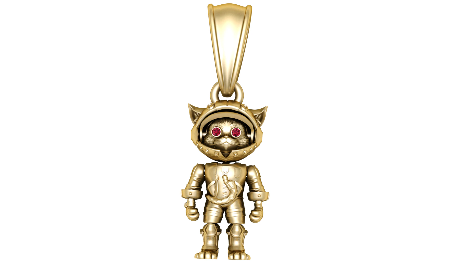 Astro Cat Pendant with Ruby Eyes 3D Model .c4d .max .obj .3ds .fbx .stl .blend